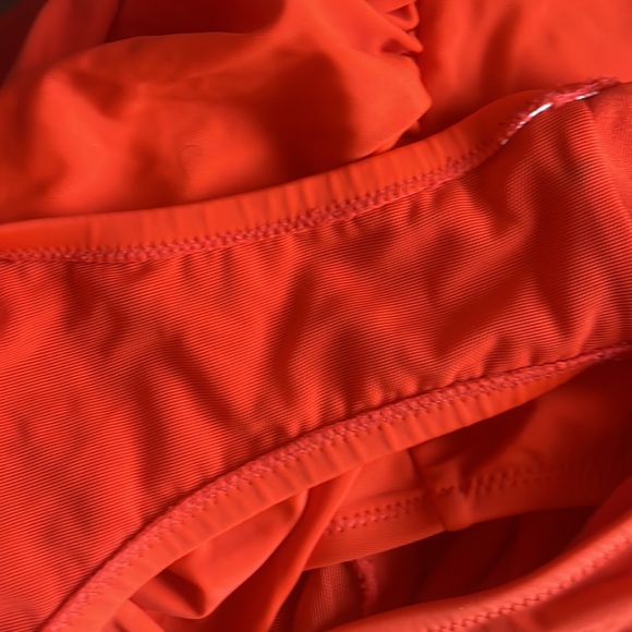 Orange One-piece swimming suit rushed sides with bow. - Picture 6 of 10